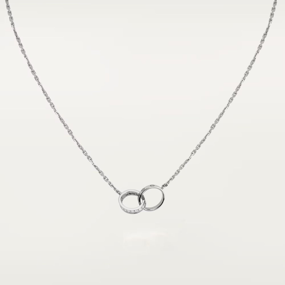 [Limara] LOVE DOUBLE RING HALF DIAMOND NECKLACE