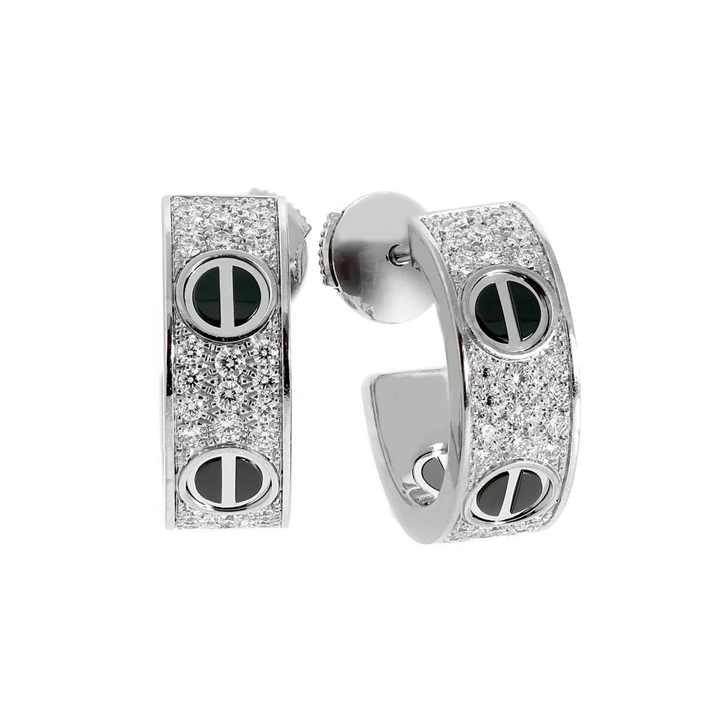[Limara] LOVE CERAMIC DIAMOND PAVED SILVER EARRINGS