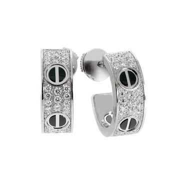 [Limara] LOVE CERAMIC DIAMOND PAVED SILVER EARRINGS