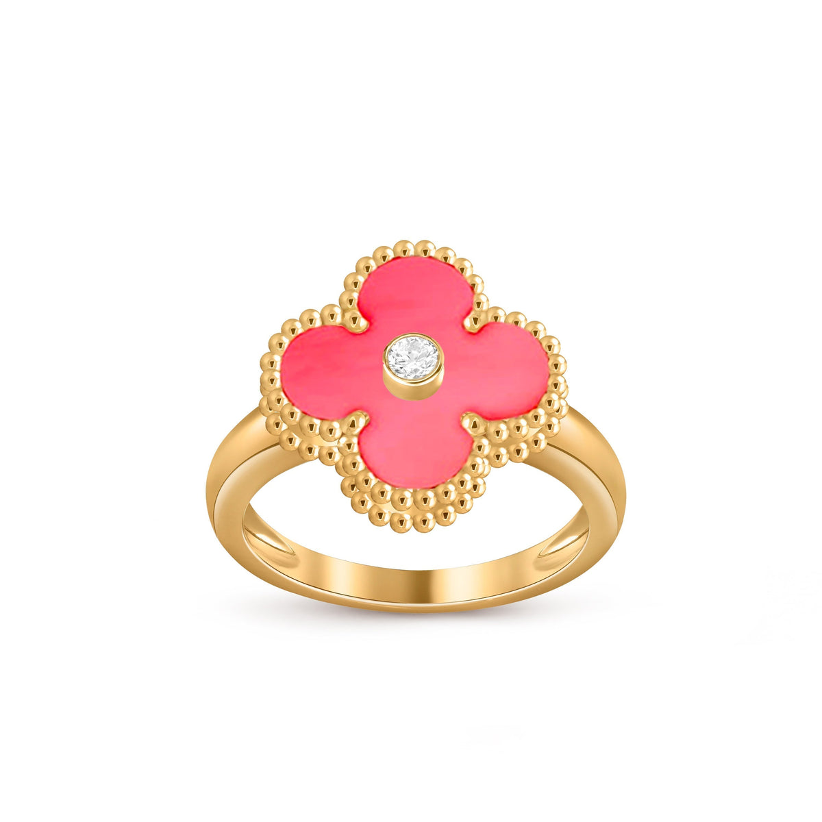 [Limara]LUCKY CLOVER DIAMOND-ACCENT GOLD RING COLLECTION