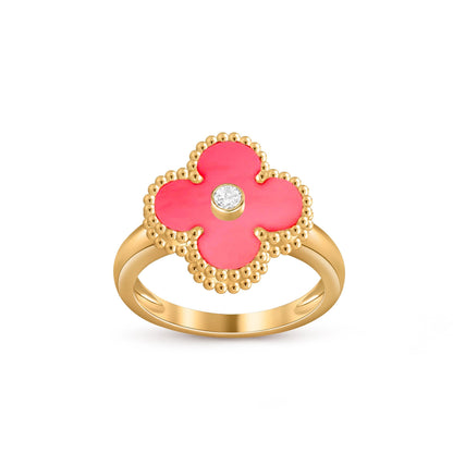 [Limara]LUCKY CLOVER DIAMOND-ACCENT GOLD RING COLLECTION