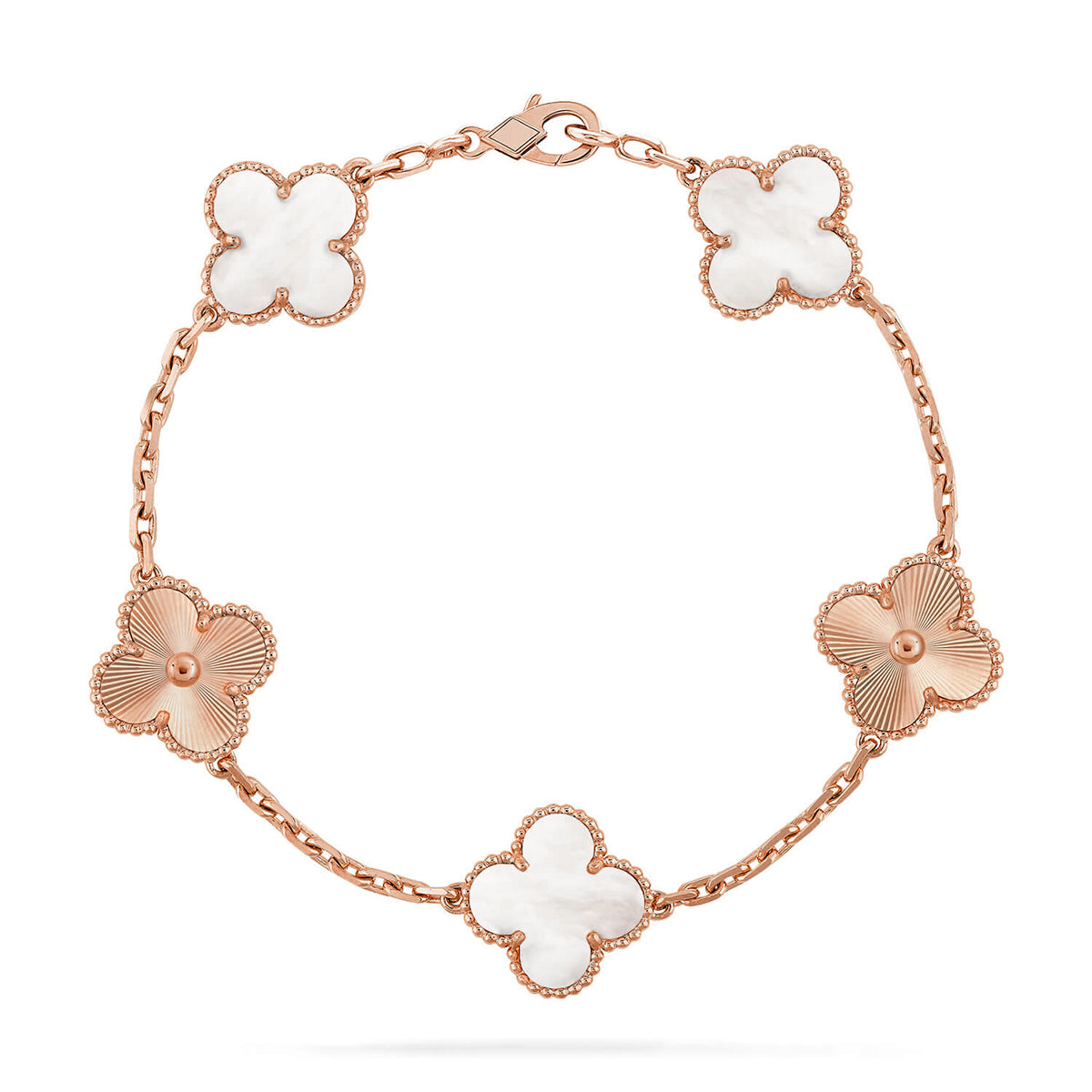 [Limara]LUCKY CLOVER 5-MOTIF BRACELET - WHITE MOTHER-OF-PEARL COLLECTION