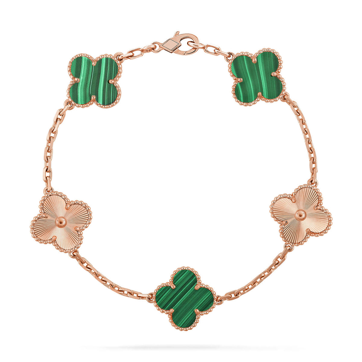 [Limara]LUCKY CLOVER 5-MOTIF BRACELET - MALACHITE COLLECTION