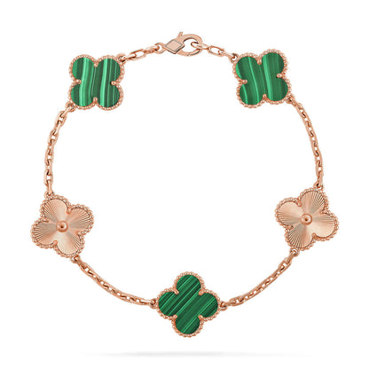 [Limara]LUCKY CLOVER 5-MOTIF BRACELET - MALACHITE COLLECTION