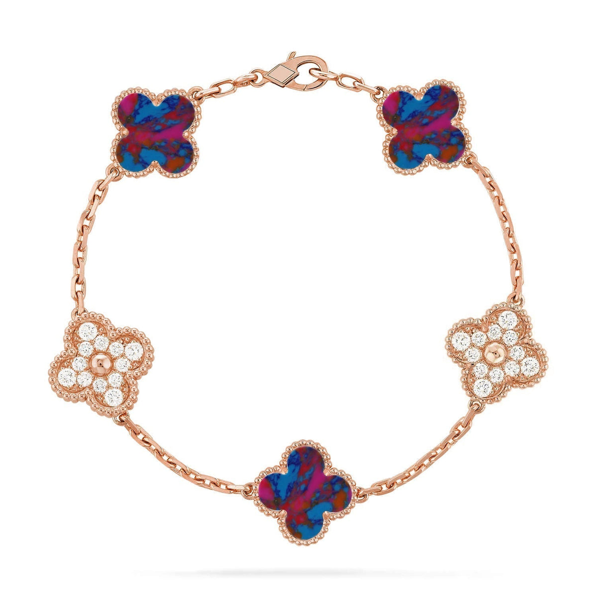 [Limara] CLOVER 5 MOTIF COLOR GEMSTONES BRACELET COLLECTION