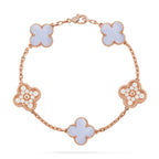 [Limara]LUCKY CLOVER 5-MOTIF BRACELET - PURPLE CHALCEDONY COLLECTION
