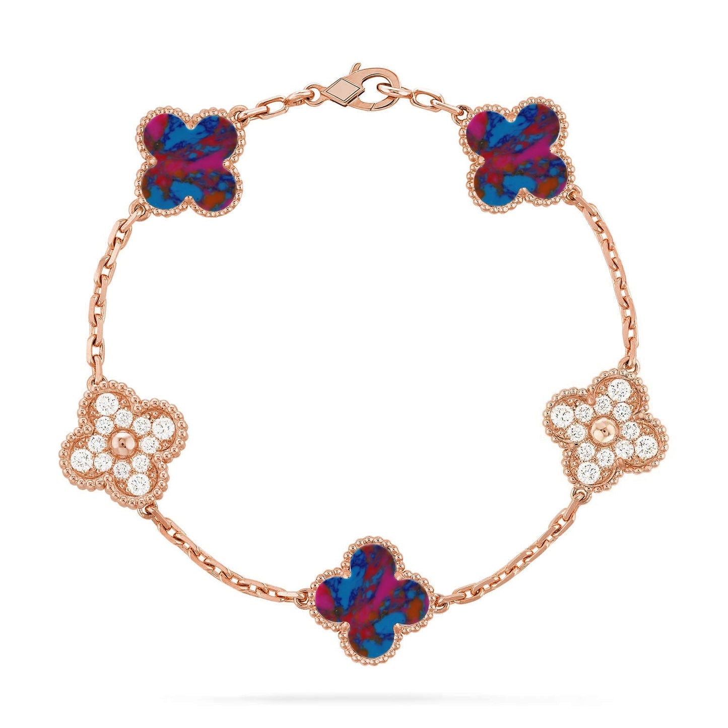 [Limara]LUCKY CLOVER 5-MOTIF BRACELET - MULTI-GEM COLLECTION