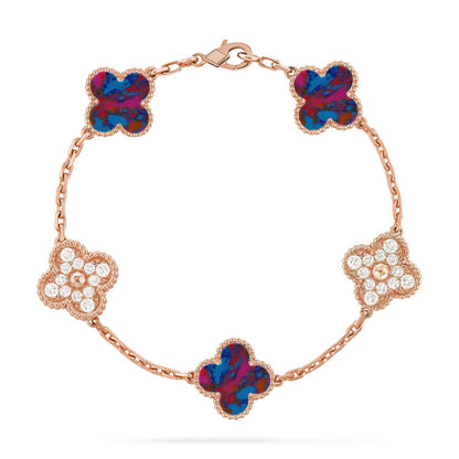 [Limara]LUCKY CLOVER 5-MOTIF BRACELET - MULTI-GEM COLLECTION