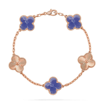 [Limara]LUCKY CLOVER 5-MOTIF BRACELET - BLUE LARIMAR COLLECTION