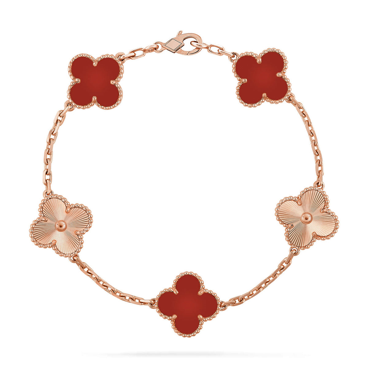 [Limara]  CLOVER 5 MOTIF RED CORNELIAN BRACELET COLLECTION