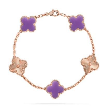 [Limara]LUCKY CLOVER 5-MOTIF BRACELET - LAVENDER COLLECTION