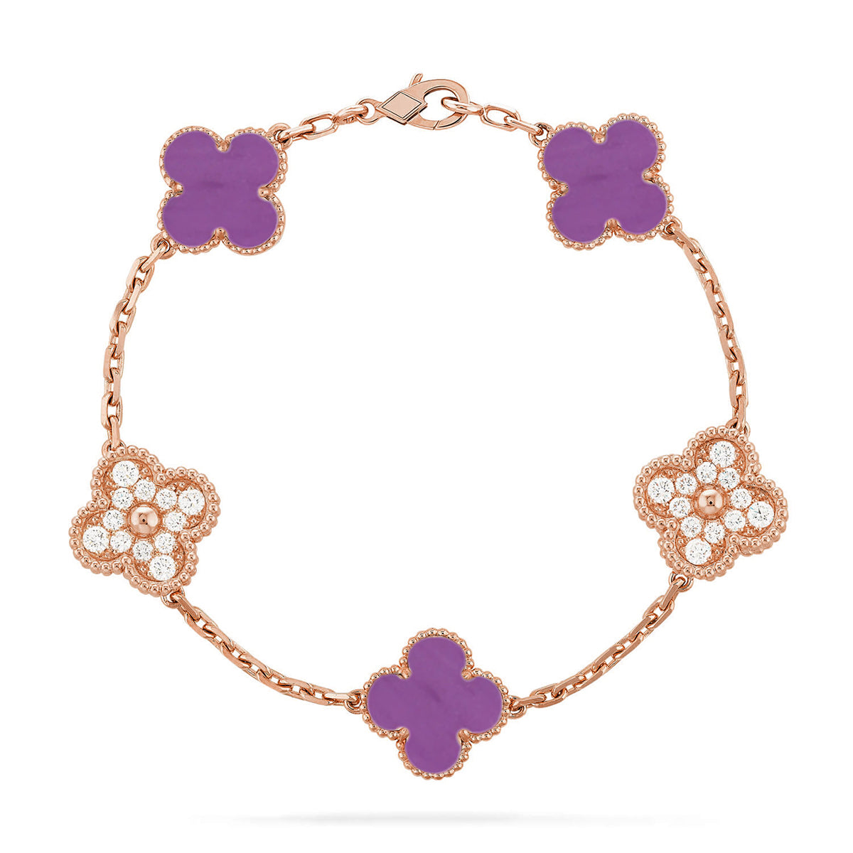 [Limara]LUCKY CLOVER 5-MOTIF BRACELET - VIOLET COLLECTION