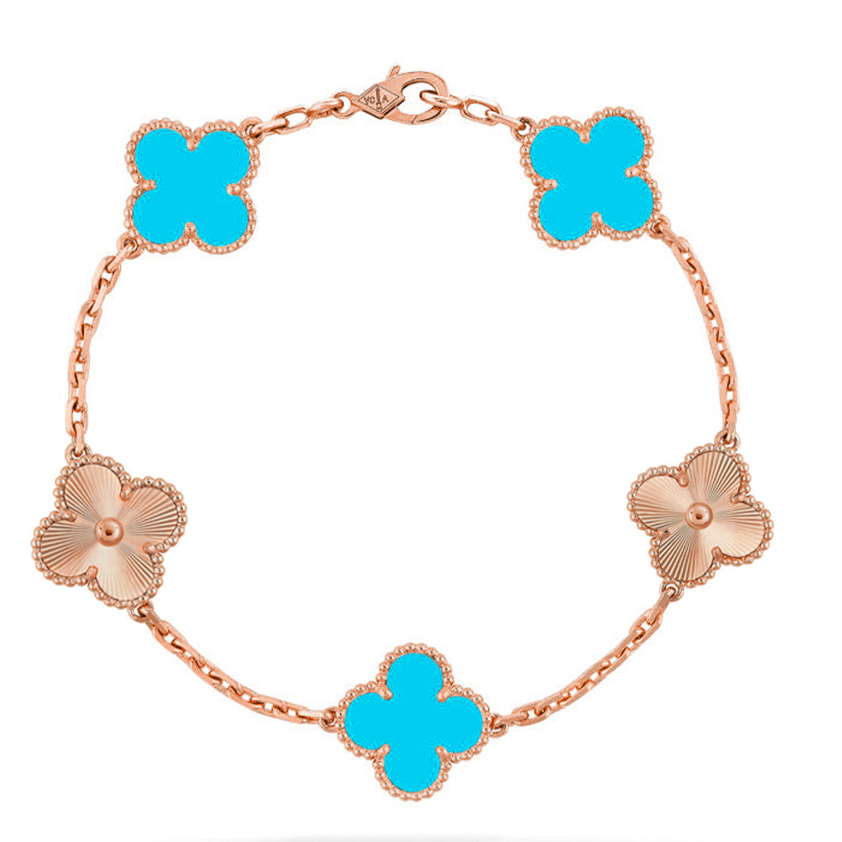 [Limara]LUCKY CLOVER 5-MOTIF BRACELET - TURQUOISE COLLECTION