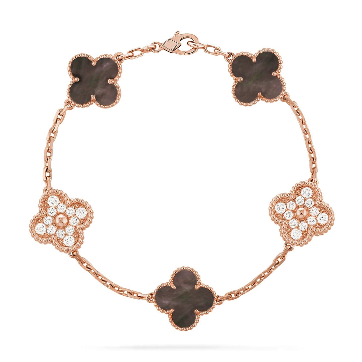 [Limara]LUCKY CLOVER 5-MOTIF BRACELET - GREY MOTHER-OF-PEARL COLLECTION