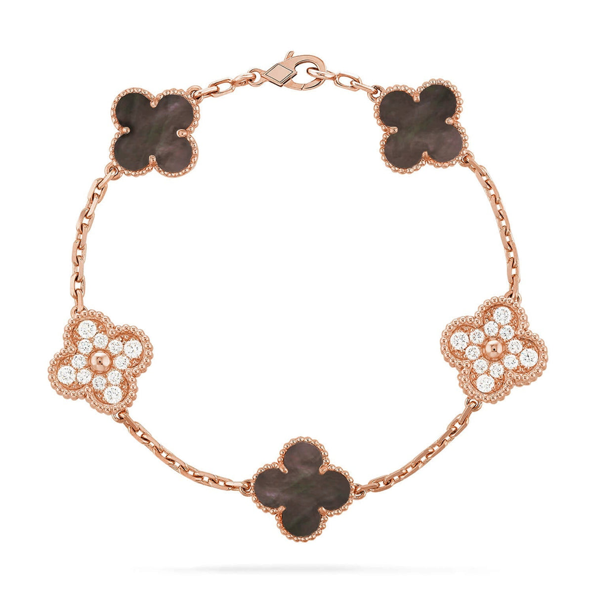 [Limara]LUCKY CLOVER 5-MOTIF BRACELET - GREY MOTHER-OF-PEARL COLLECTION