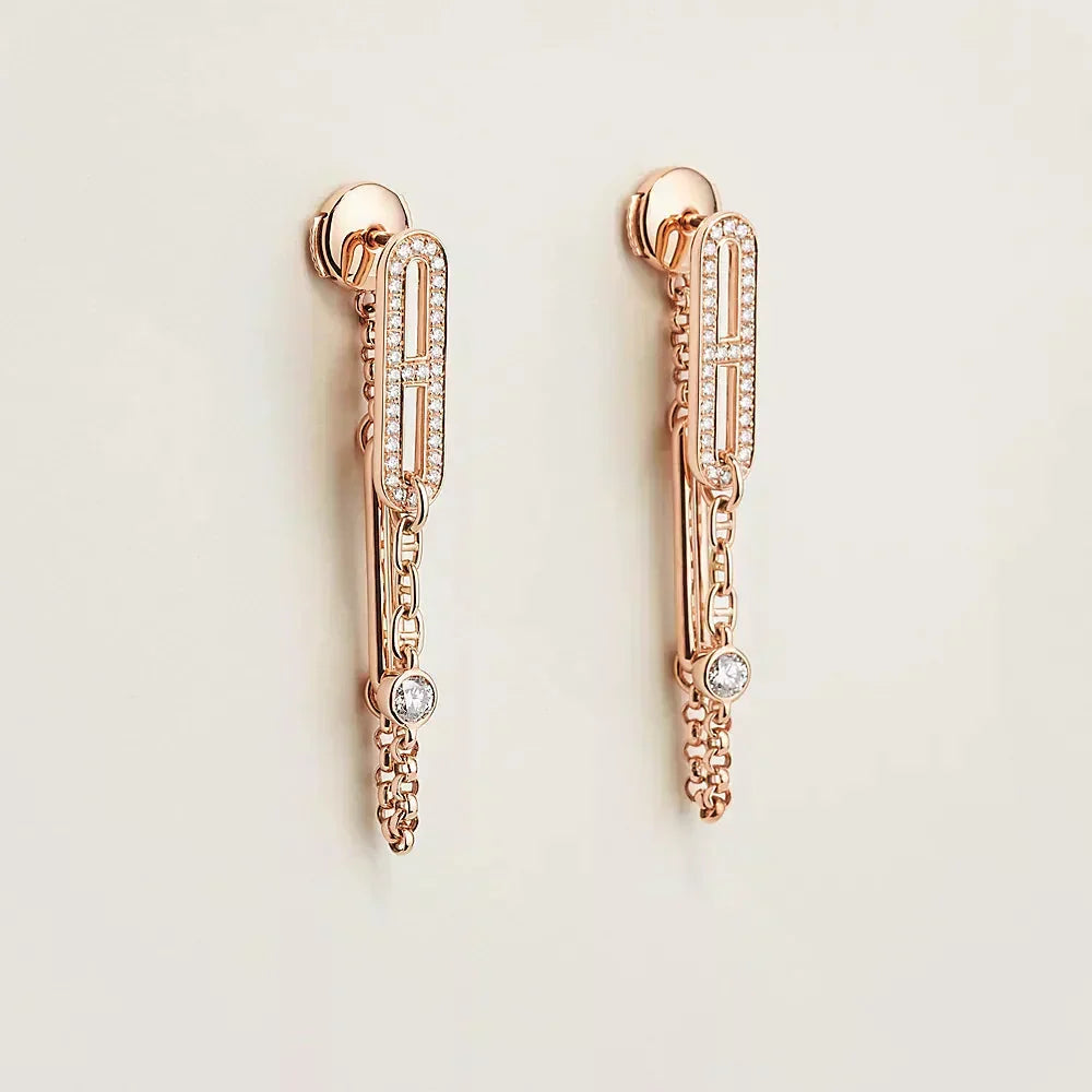 [Limara]CHAINE CHAOS DIAMOND DROP EARRINGS