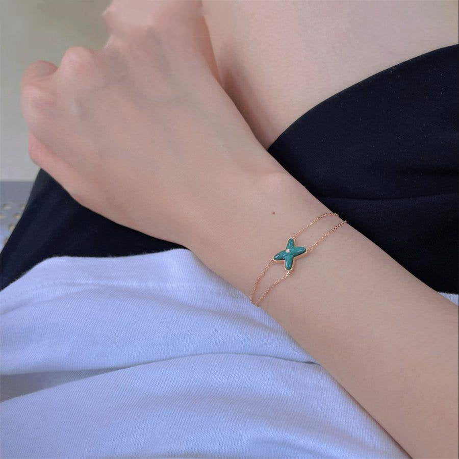 [Limara]JEUX BRACELET MALACHITE ROSE GOLD 1 DIAMOND