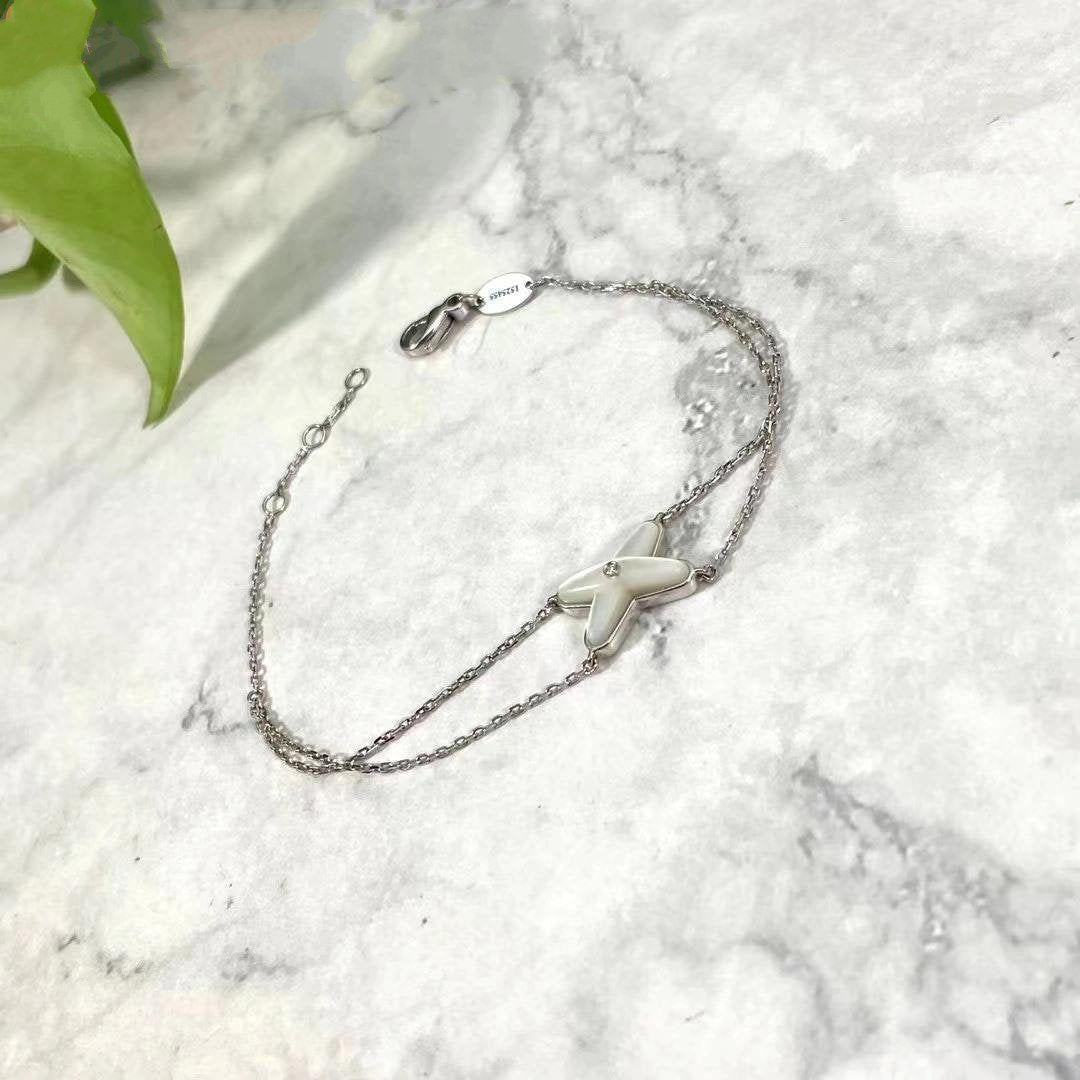 [Limara]JEUX BRACELET WHITE MOP SILVER 1 DIAMOND
