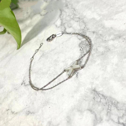 [Limara]JEUX BRACELET WHITE MOP SILVER 1 DIAMOND