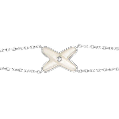 [Limara]JEUX BRACELET WHITE MOP SILVER 1 DIAMOND