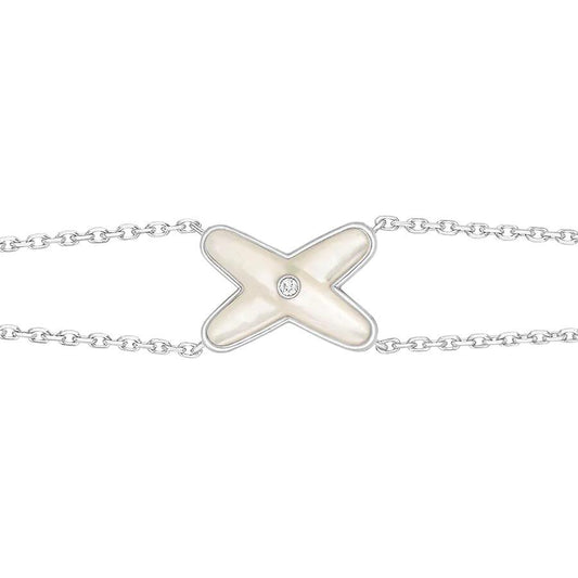 [Limara]JEUX BRACELET WHITE MOP SILVER 1 DIAMOND