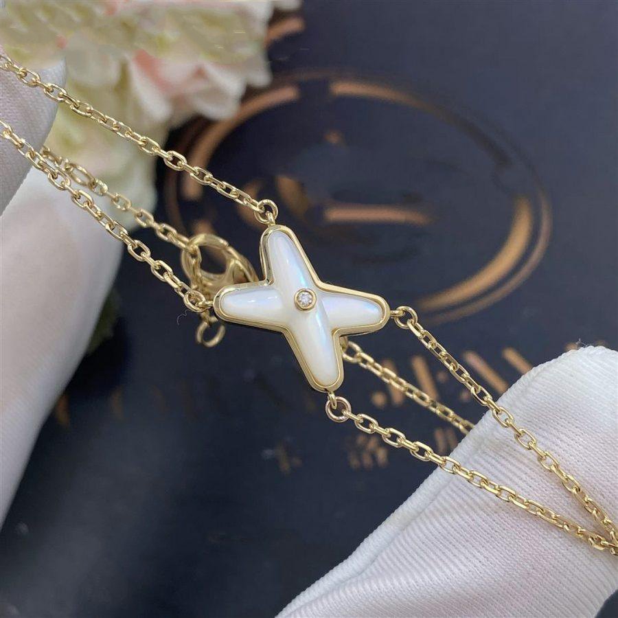 [Limara]JEUX BRACELET WHITE MOP GOLD 1 DIAMOND
