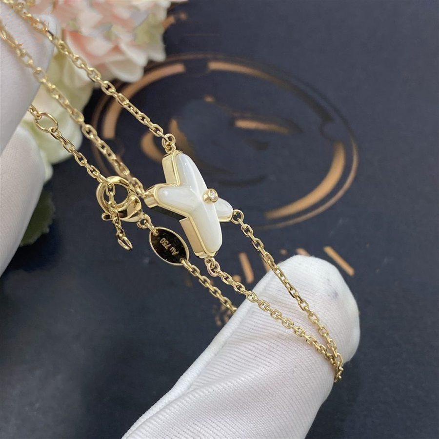 [Limara]JEUX BRACELET WHITE MOP GOLD 1 DIAMOND