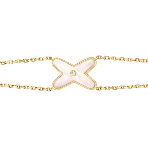[Limara]JEUX BRACELET WHITE MOP GOLD 1 DIAMOND