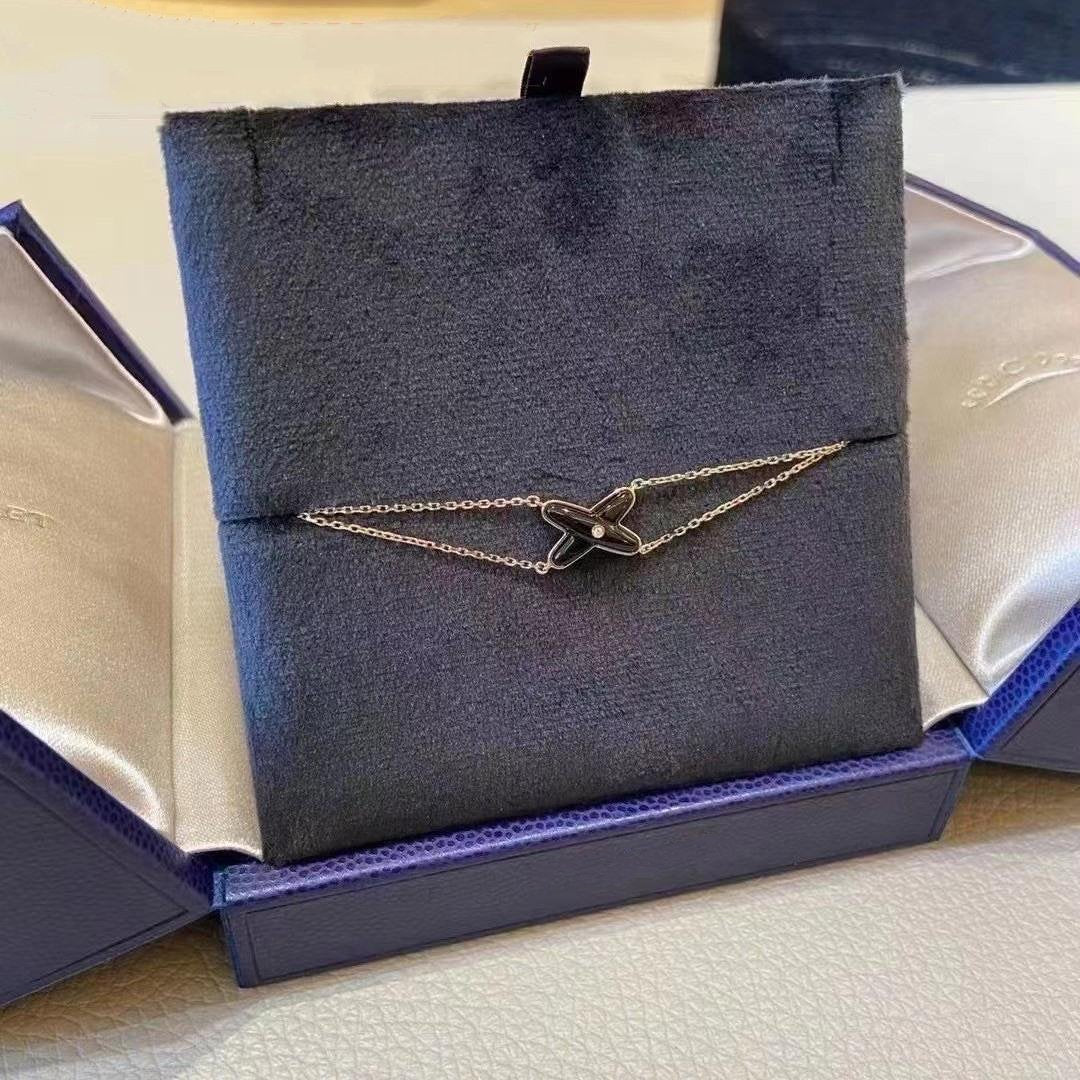 [Limara]JEUX BRACELET ONYX ROSE GOLD 1 DIAMOND