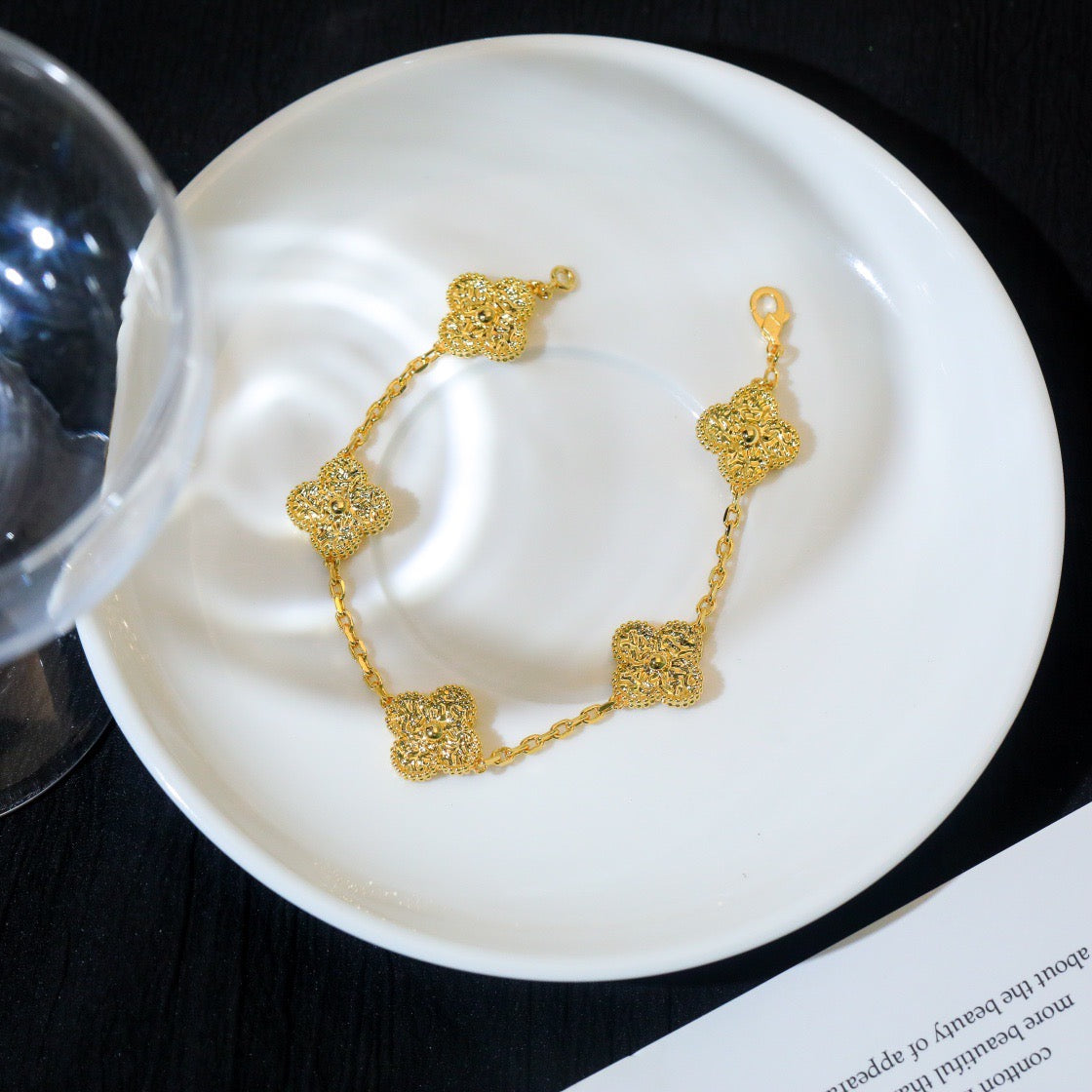 [Limara]LUCKY CLOVER 5-MOTIF BRACELET - BRONZING