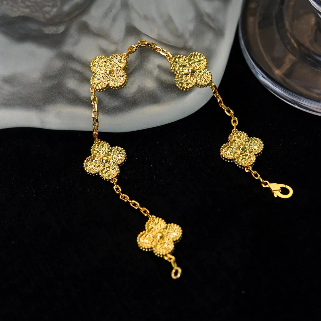 [Limara]LUCKY CLOVER 5-MOTIF BRACELET - BRONZING