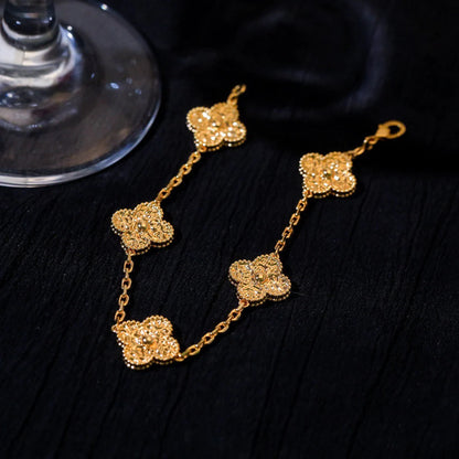 [Limara]LUCKY CLOVER 5-MOTIF BRACELET - BRONZING