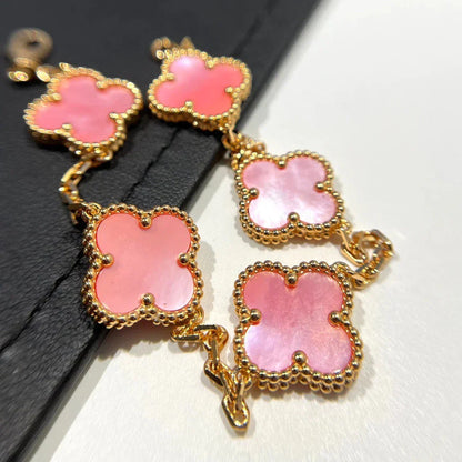 [Limara]LUCKY CLOVER 5-MOTIF BRACELET - PINK MOTHER-OF-PEARL COLLECTION