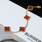 [Limara]LUCKY CLOVER 5-MOTIF-ARMBAND – KOLLEKTION ROTER KARNEOL