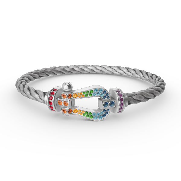 [Limara]FORCE LARGE HORSESHOE COLORED DIAMOND BRACELET - WHITE GOLD