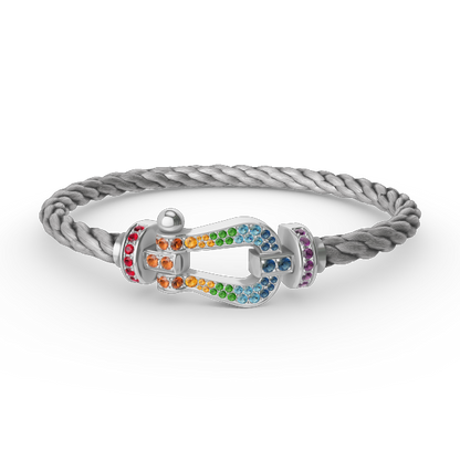 [Limara]FORCE LARGE HORSESHOE COLORED DIAMOND BRACELET - WHITE GOLD
