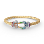 [Limara]FORCE LARGE HORSESHOE COLORED DIAMOND BRACELET - WHITE GOLD