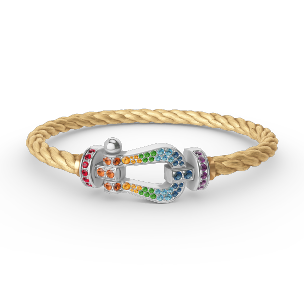 [Limara]FORCE LARGE HORSESHOE COLORED DIAMOND BRACELET - WHITE GOLD