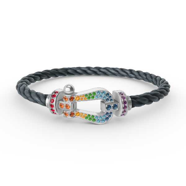 [Limara]FORCE LARGE HORSESHOE COLORED DIAMOND BRACELET - WHITE GOLD