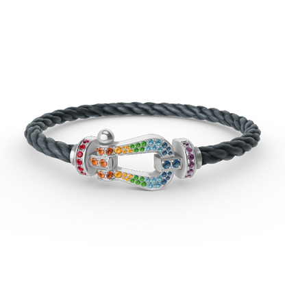 [Limara]FORCE LARGE HORSESHOE COLORED DIAMOND BRACELET - WHITE GOLD