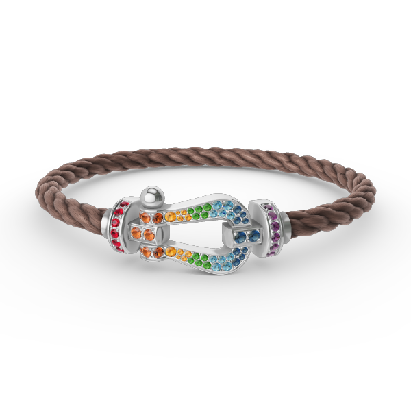[Limara]FORCE LARGE HORSESHOE COLORED DIAMOND BRACELET - WHITE GOLD
