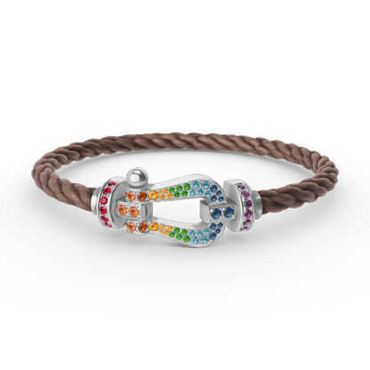 [Limara]FORCE LARGE HORSESHOE COLORED DIAMOND BRACELET - WHITE GOLD
