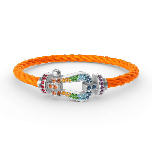 [Limara]FORCE LARGE HORSESHOE COLORED DIAMOND BRACELET - WHITE GOLD