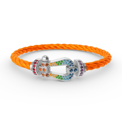 [Limara]FORCE LARGE HORSESHOE COLORED DIAMOND BRACELET - WHITE GOLD