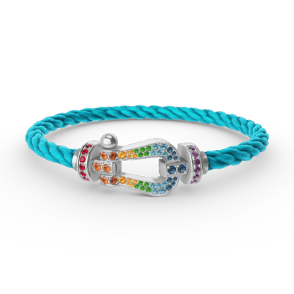 [Limara]FORCE LARGE HORSESHOE COLORED DIAMOND BRACELET - WHITE GOLD