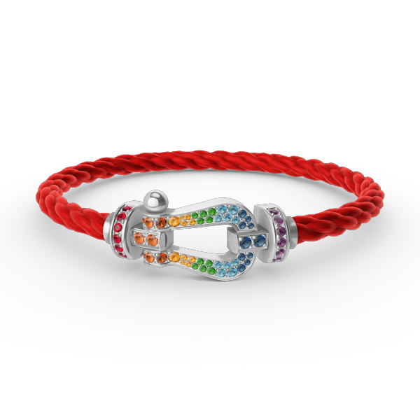 [Limara]FORCE LARGE HORSESHOE COLORED DIAMOND BRACELET - WHITE GOLD