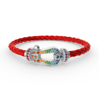 [Limara]FORCE LARGE HORSESHOE COLORED DIAMOND BRACELET - WHITE GOLD