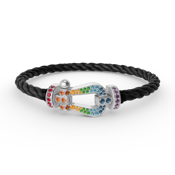 [Limara]FORCE LARGE HORSESHOE COLORED DIAMOND BRACELET - WHITE GOLD