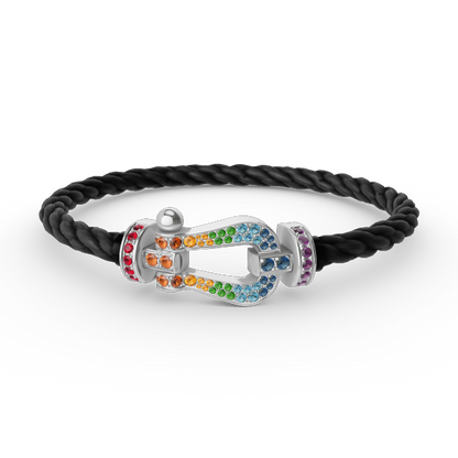 [Limara]FORCE LARGE HORSESHOE COLORED DIAMOND BRACELET - WHITE GOLD