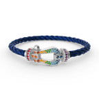 [Limara]FORCE LARGE HORSESHOE COLORED DIAMOND BRACELET - WHITE GOLD